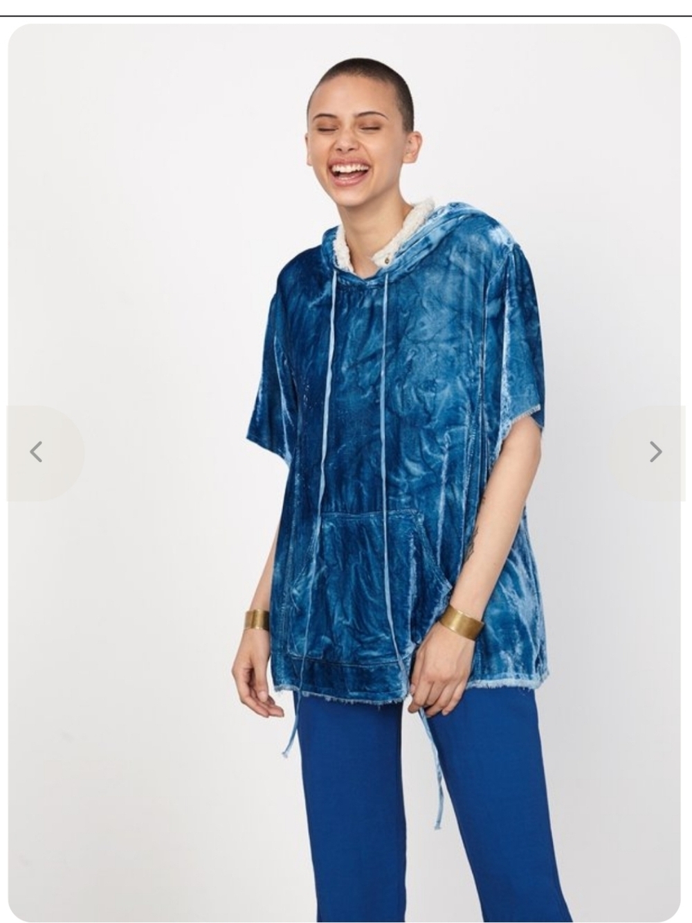 Raquel Allegra Athleisure Relaxed Streetwear Blue Rayon Silk Blend Small